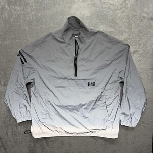 H4X Jacket Mens XL Gray 1/4 Zip Reflective Windbreaker Skull Graphic Logo